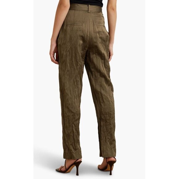 Jason Wu Collection Belted Crinkled-Satin Straight-leg Pants, Size 6, Designer - Picture 2 of 8